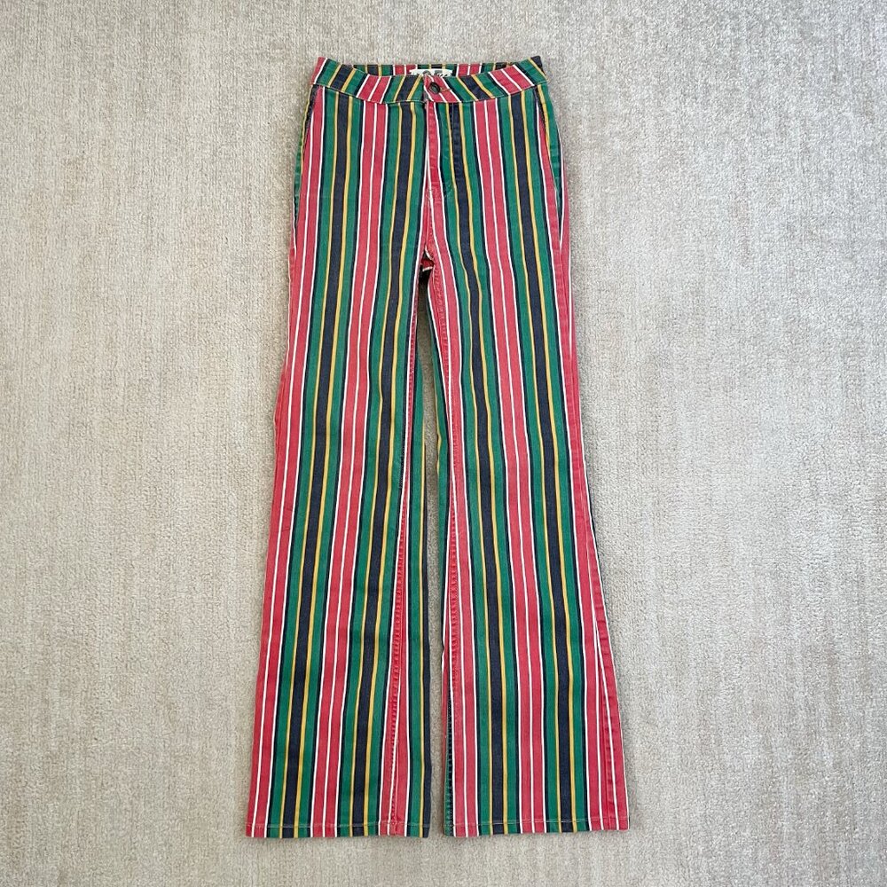 Free People We The Free Candy Striped Wide Leg Jeans 25
